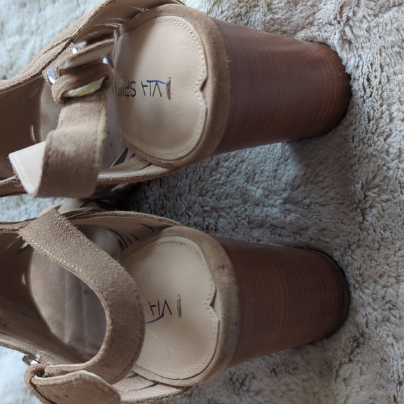 Via Spiga Suede Leather Block Heel Strappy Sandals Open Toe Strappy Pink Sz 9.5 - Picture 4 of 8